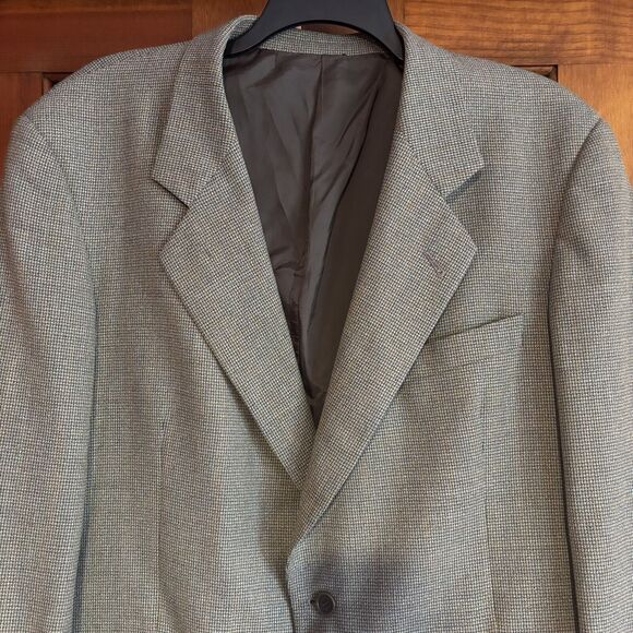 Ermenegildo Zegna Brown Wool Tweed Checked Sport Coat Jacket Men's Size 46R VTG - Picture 2 of 10